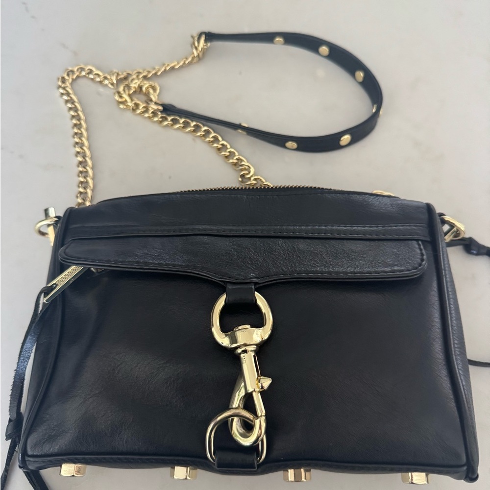 Rebecca Minkoff Black Crossbody Bag with Gold Chain